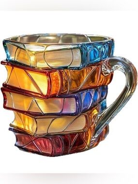 Glass Book Mug - Hand-Painted - New